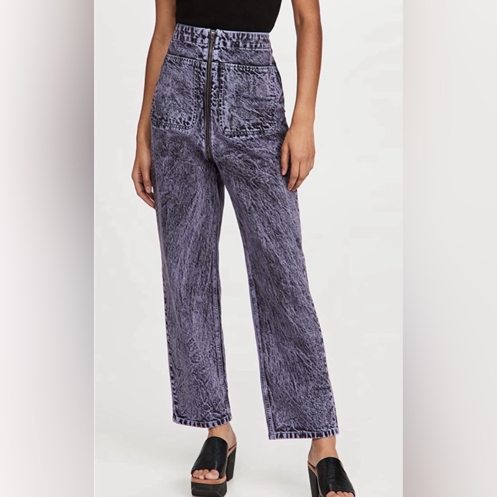 Rachel Comey Purple Acid-Wash Wide Leg Jeans